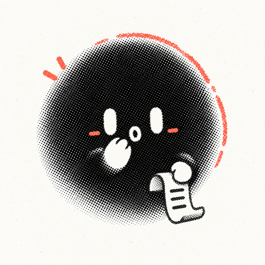 OweOwe’s surprised little mascot, with a hand by its mouth and a receipt
